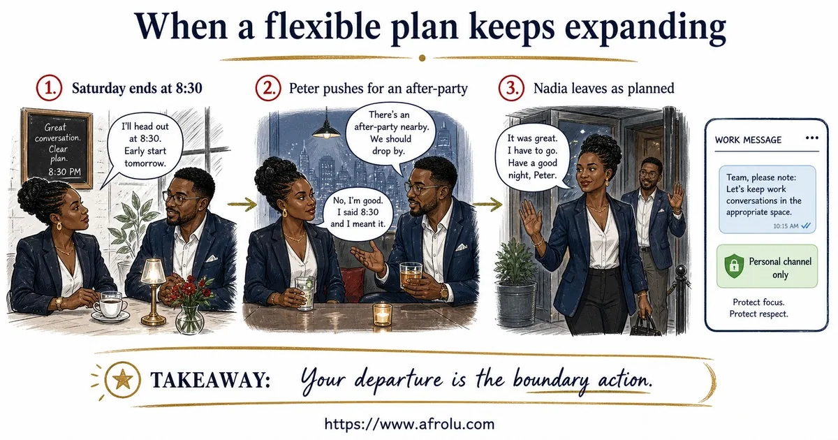 Illustrated a plan stays vague. story for Set Professional Weekend Dating Boundaries Without Pressure.