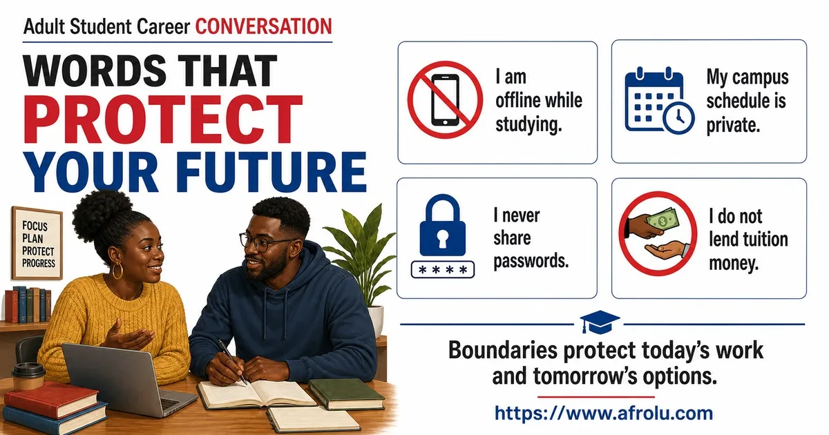 Illustrated conversation guide for Protect Study, Safety and Career Boundaries While Dating.