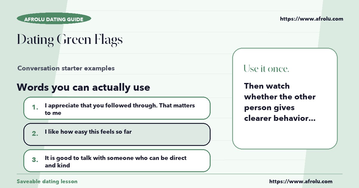 Hands-on sample messages for dating green flags