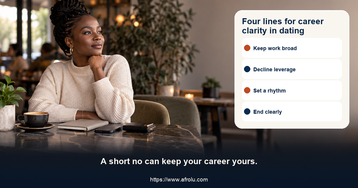 Four plain-language adult scripts for keeping work details broad, declining a referral or money request, setting a sustainable contact rhythm and ending a connection seeking career access