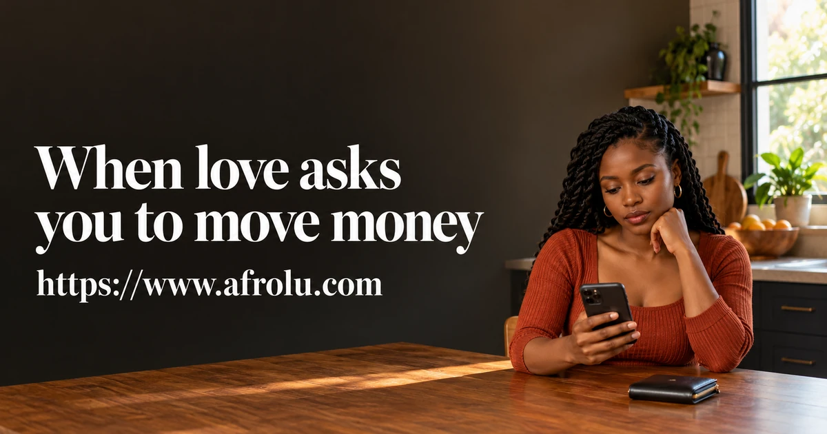 A woman looks at her phone at a table.