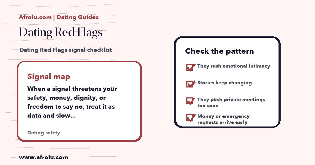 Hand-drawn checklist for Dating Red Flags dating signals