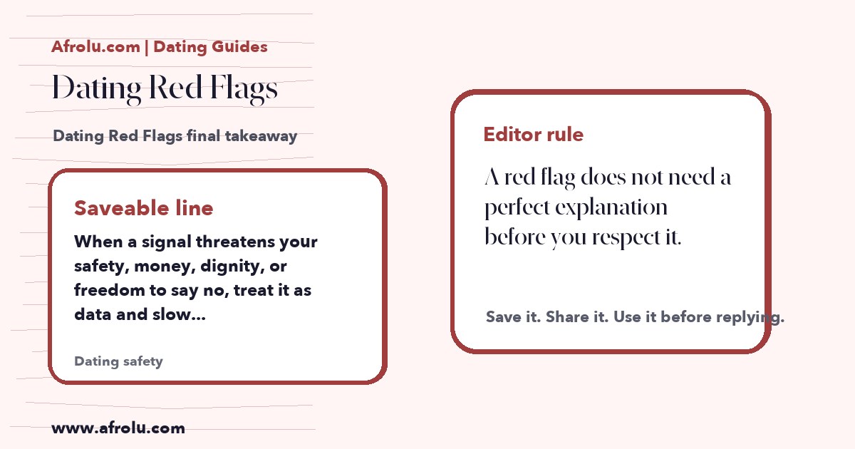 Hand-drawn takeaway card for Dating Red Flags