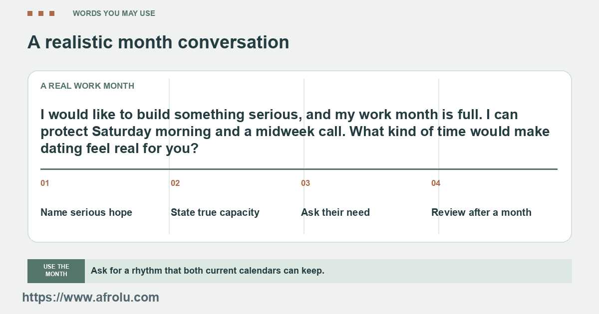 The sample exchange names a serious aim and one sustainable meeting rhythm.