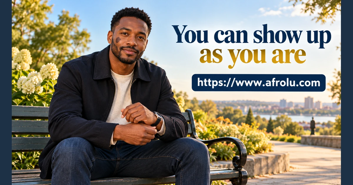 A man sits on a garden bench before going out.