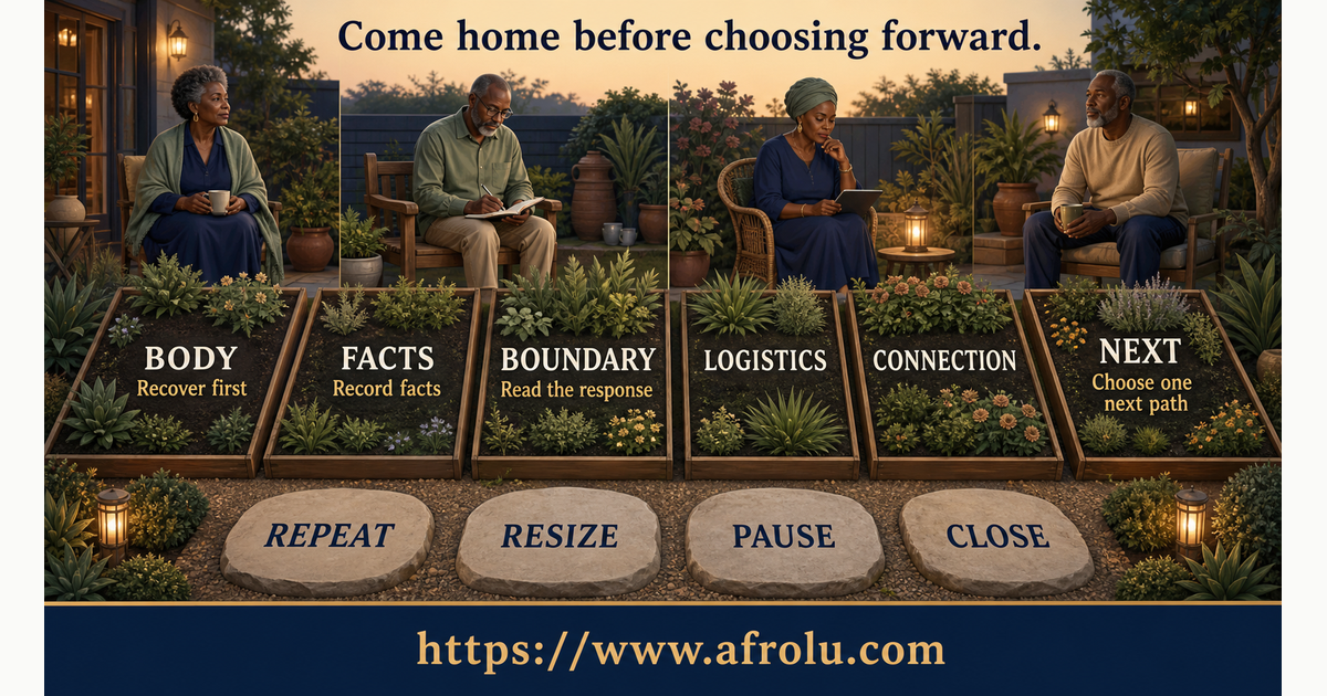 Six-part aftercare garden for body facts boundary logistics connection and next choice after a distance first date