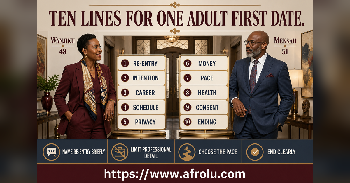 Ten large first-date lines for re-entry history work privacy pace money health consent and closure