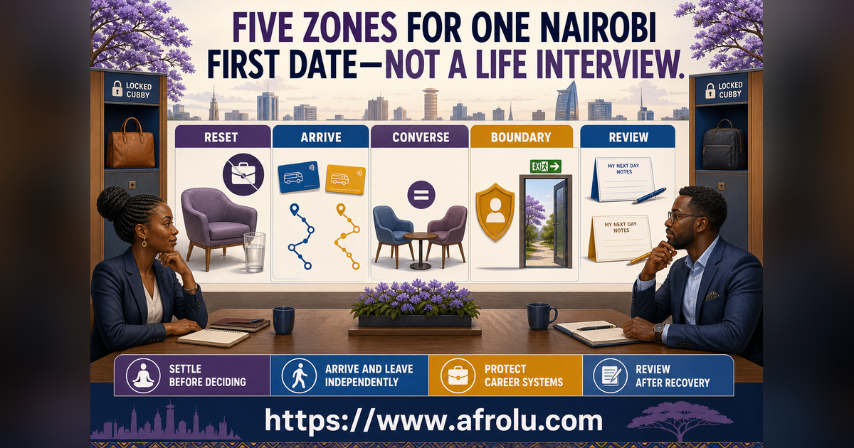 Wambui and Sefu using a five-zone runbook for a serious Nairobi first date after work