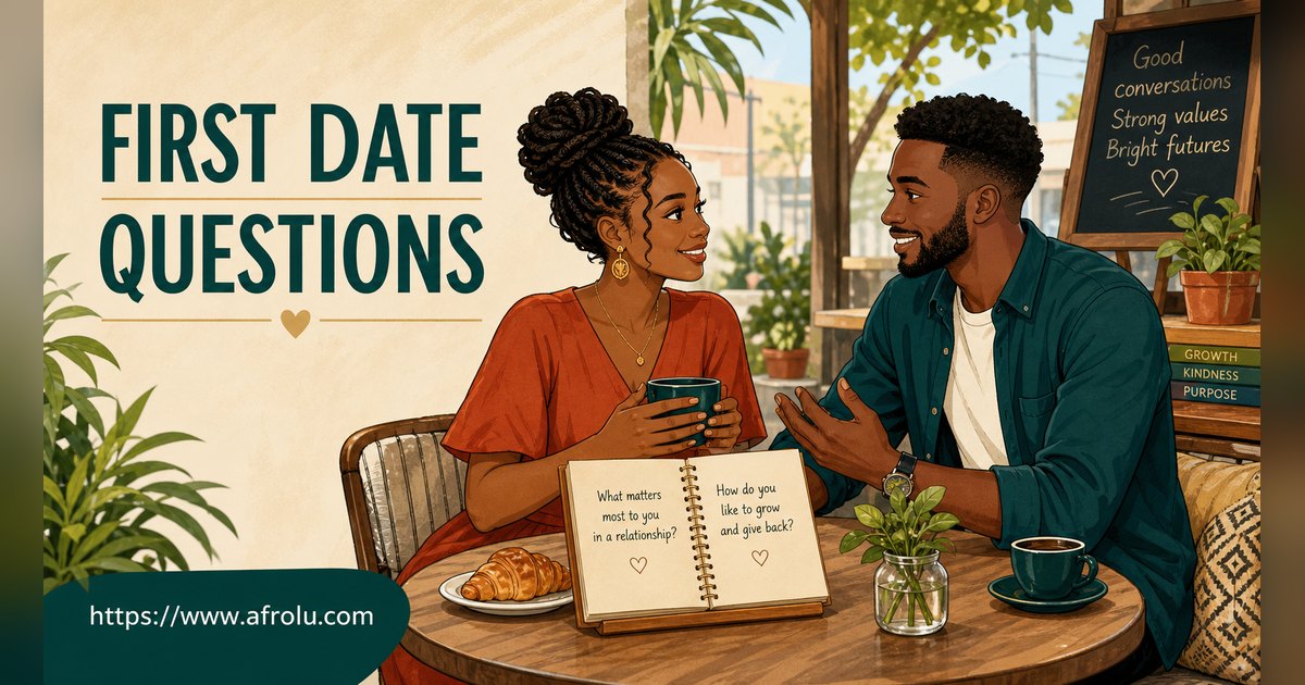 First Date Questions That Feel Natural: Build a Two-Person Conversation for Faith-Led Daters: Low-pressure in Weekend-First Dating: Afrolu overview illustration