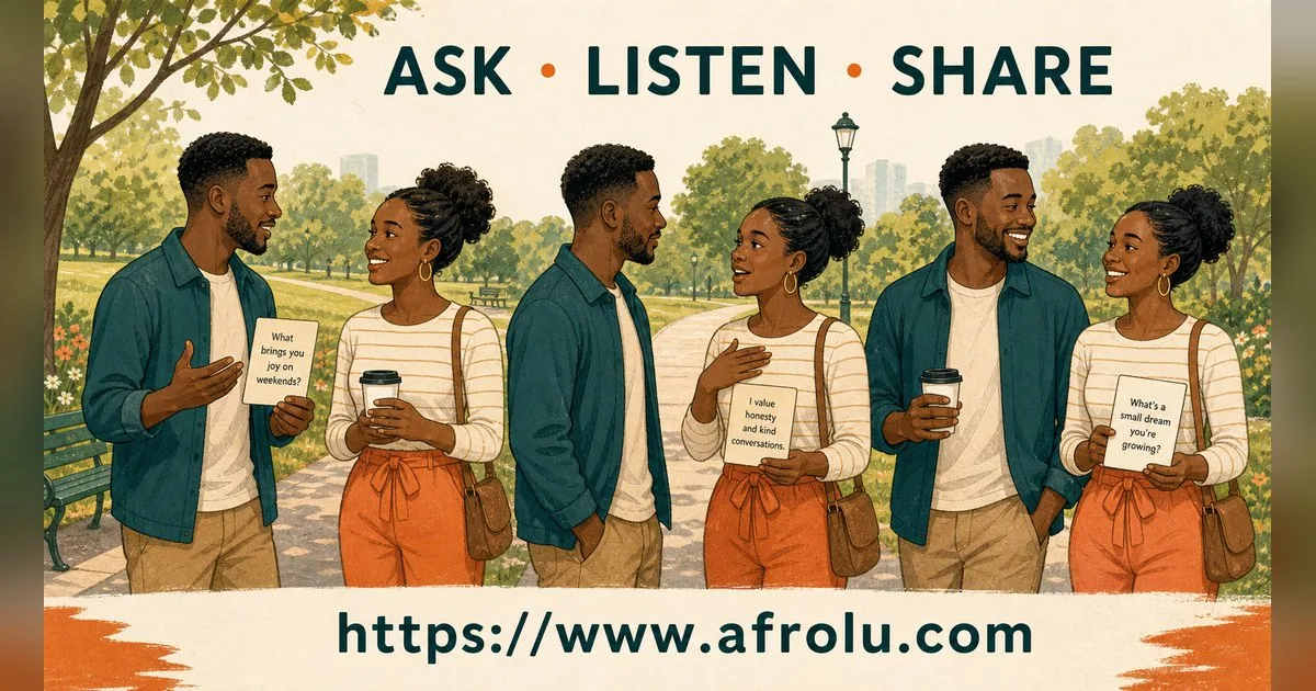 First Date Questions That Feel Natural: Build a Two-Person Conversation for Faith-Led Daters: Low-pressure in Weekend-First Dating: Afrolu real-life scene