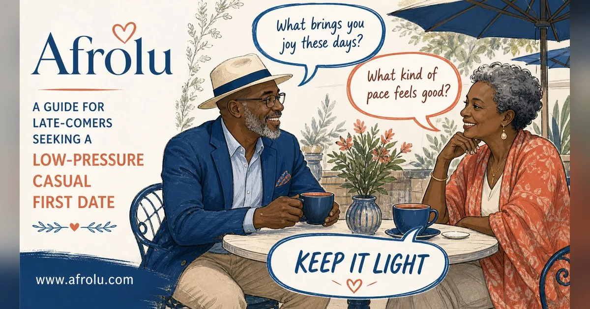 First Date Questions That Feel Natural: Build a Two-Person Conversation for Late Entrants: Low-pressure in Casual-But-Honest Dating: Afrolu conversation example