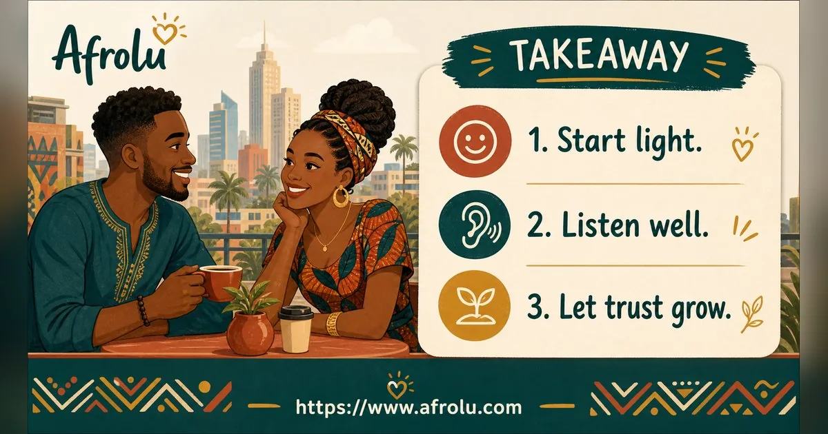 First Date Questions That Feel Natural: Build a Two-Person Conversation for New Relationship Starters: Clarity-first in Casual-But-Honest Dating: Afrolu practical takeaway