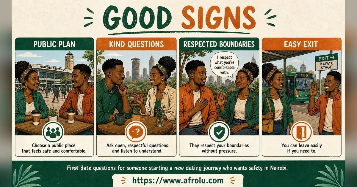 First Date Questions That Feel Natural: Build a Two-Person Conversation for New Relationship Starters: Safety-first in City Life: Afrolu signal checklist