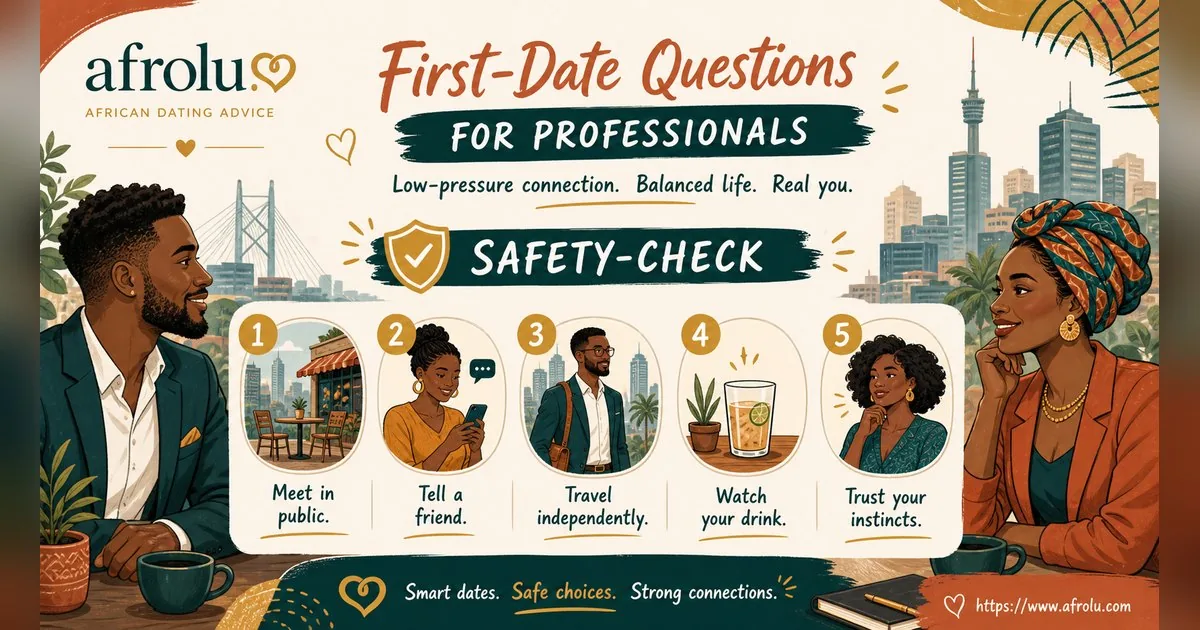 First Date Questions That Feel Natural: Build a Two-Person Conversation for Professionals: Low-pressure in Career-Heavy Seasons: Afrolu safety checklist