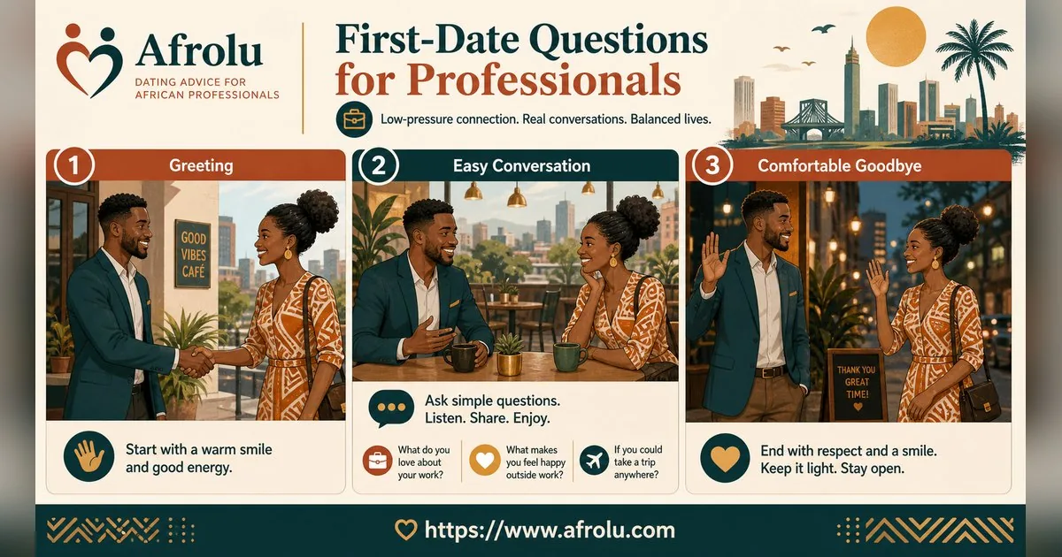 First Date Questions That Feel Natural: Build a Two-Person Conversation for Professionals: Low-pressure in Career-Heavy Seasons: Afrolu real-life scene