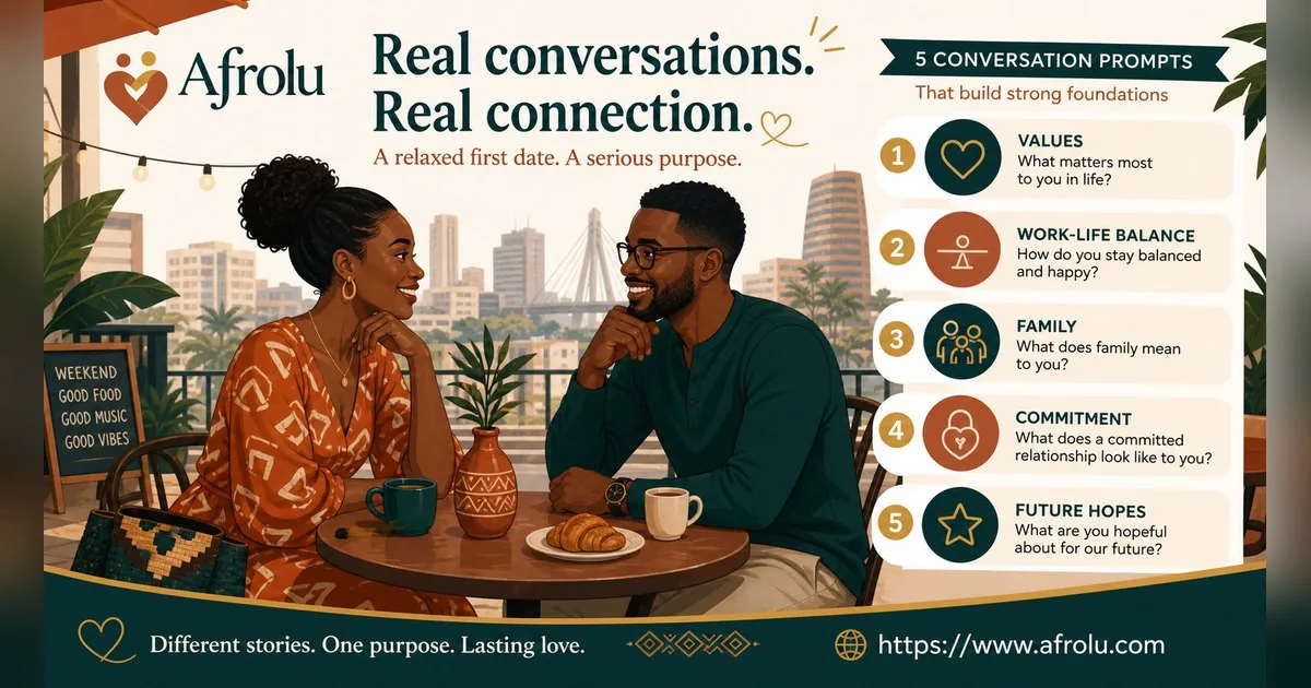 First Date Questions That Feel Natural: Build a Two-Person Conversation for Professionals: Intent-first in Weekend-First Dating: Afrolu conversation example