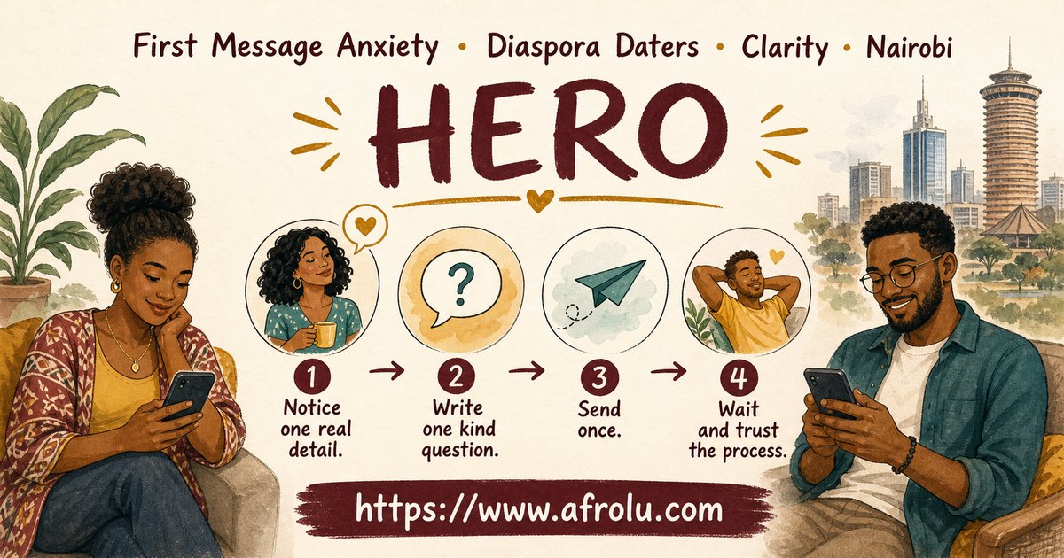 First Message Anxiety: Send a Doorway, Not an Audition for Diaspora Daters: Clarity-first in City Life: Afrolu overview illustration