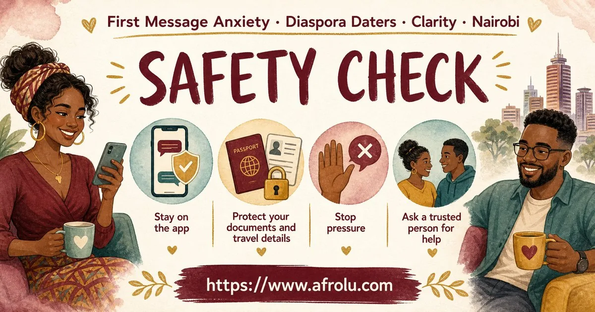 First Message Anxiety: Send a Doorway, Not an Audition for Diaspora Daters: Clarity-first in City Life: Afrolu safety checklist