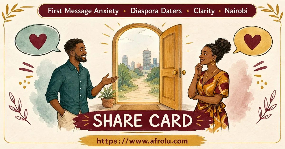 First Message Anxiety: Send a Doorway, Not an Audition for Diaspora Daters: Clarity-first in City Life: Afrolu shareable reminder