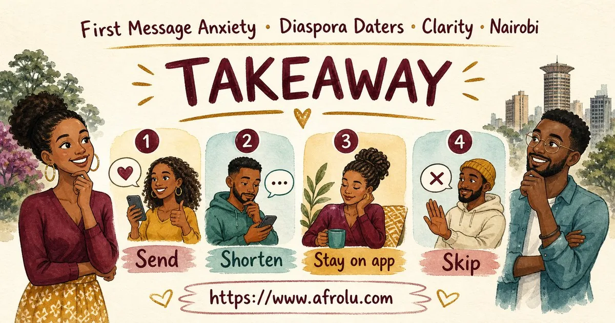 First Message Anxiety: Send a Doorway, Not an Audition for Diaspora Daters: Clarity-first in City Life: Afrolu practical takeaway