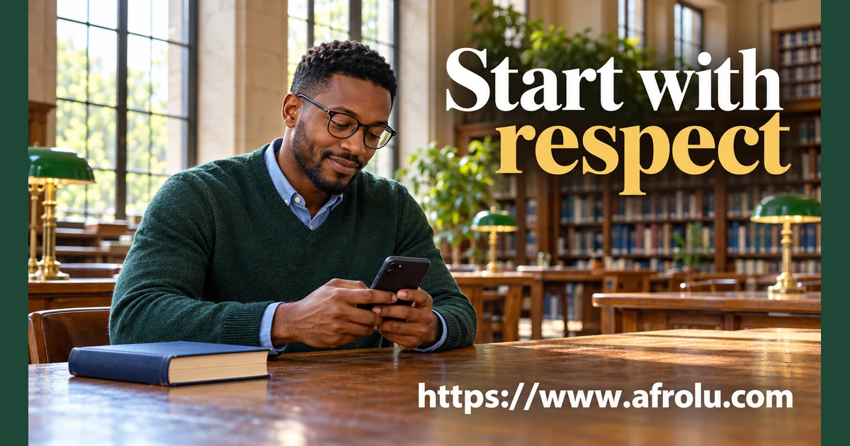 A man sits at a library desk with a phone and a book.