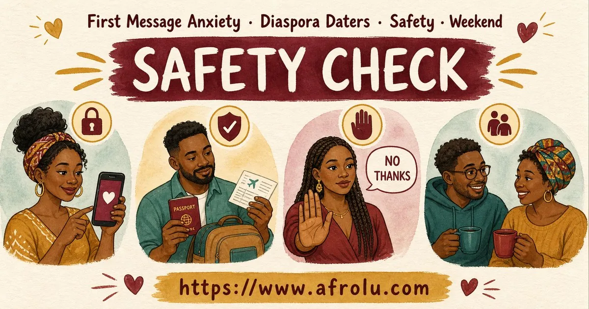 First Message Anxiety: Send a Doorway, Not an Audition for Diaspora Daters: Safety-first in Weekend-First Dating: Afrolu safety checklist