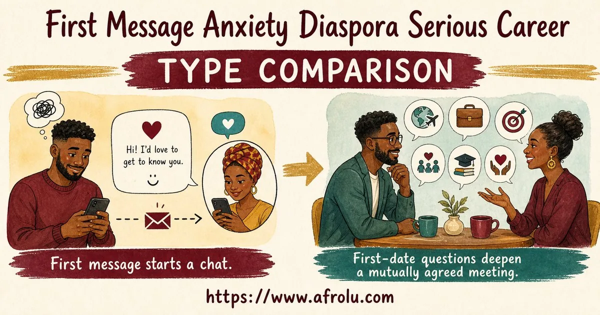 First Message Anxiety: Send a Doorway, Not an Audition for Diaspora Daters: Intent-first in Career-Heavy Seasons: Afrolu nearby concept comparison
