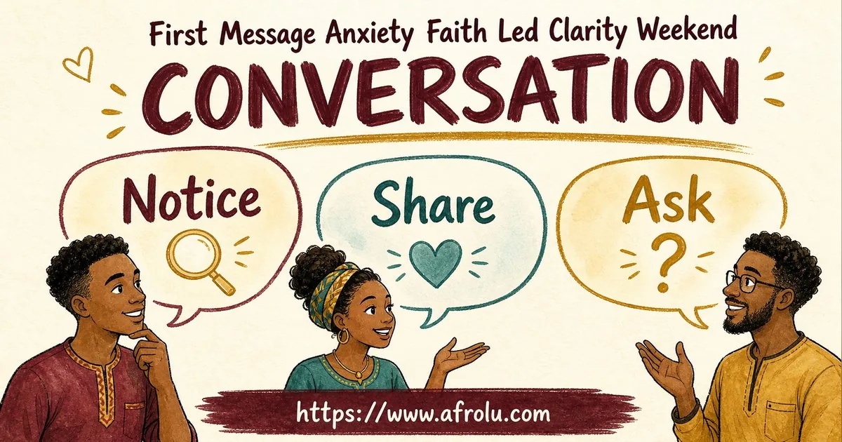 First Message Anxiety: Send a Doorway, Not an Audition for Faith-Led Daters: Clarity-first in Weekend-First Dating: Afrolu conversation example