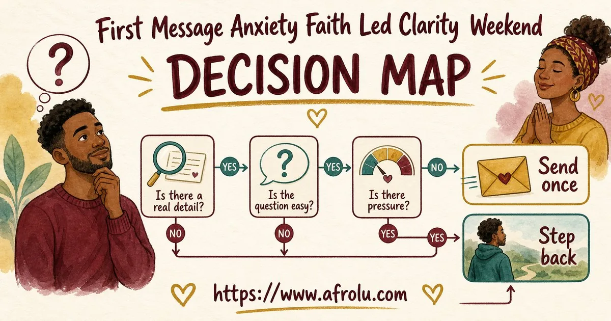 First Message Anxiety: Send a Doorway, Not an Audition for Faith-Led Daters: Clarity-first in Weekend-First Dating: Afrolu decision path