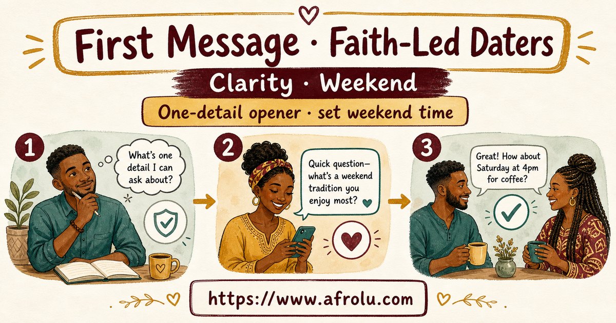 First Message Anxiety: Send a Doorway, Not an Audition for Faith-Led Daters: Clarity-first in Weekend-First Dating: Afrolu overview illustration