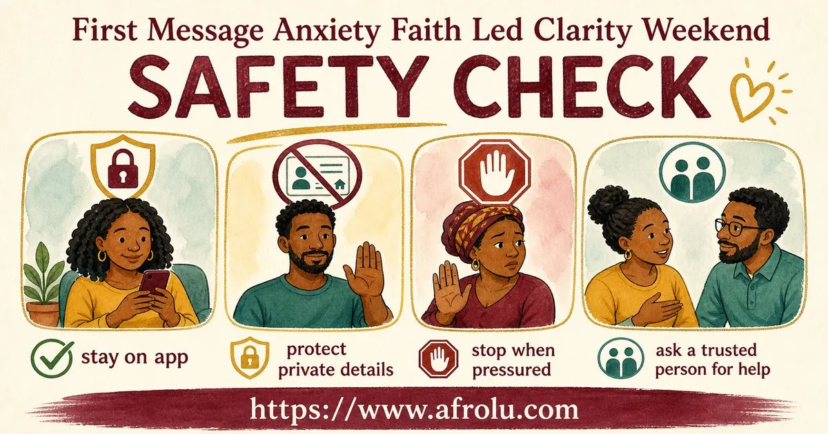 First Message Anxiety: Send a Doorway, Not an Audition for Faith-Led Daters: Clarity-first in Weekend-First Dating: Afrolu safety checklist