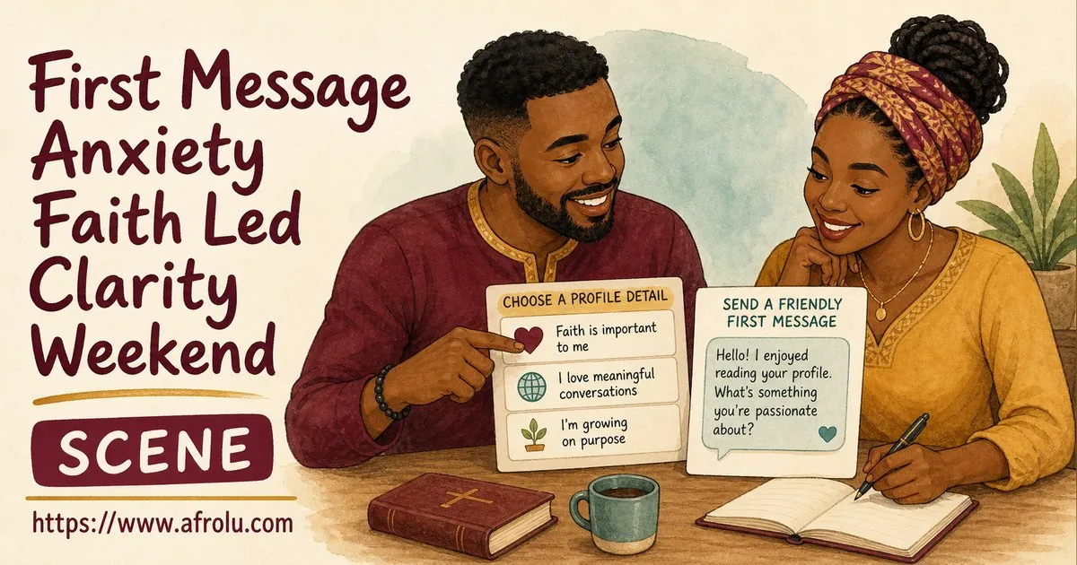 First Message Anxiety: Send a Doorway, Not an Audition for Faith-Led Daters: Clarity-first in Weekend-First Dating: Afrolu real-life scene