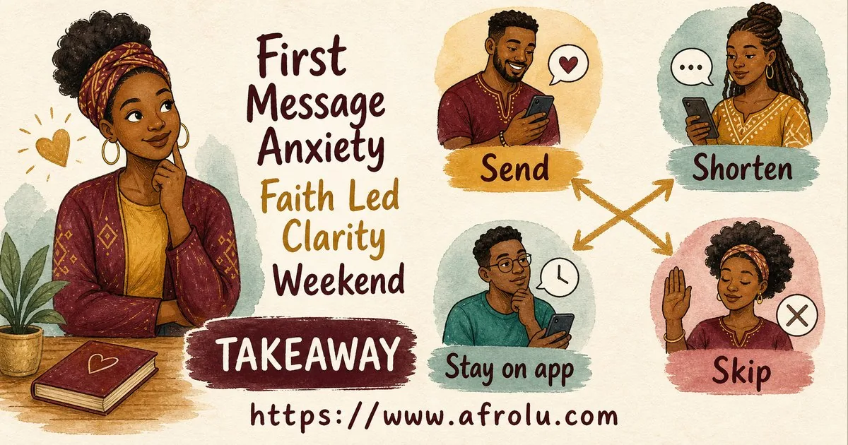 First Message Anxiety: Send a Doorway, Not an Audition for Faith-Led Daters: Clarity-first in Weekend-First Dating: Afrolu practical takeaway
