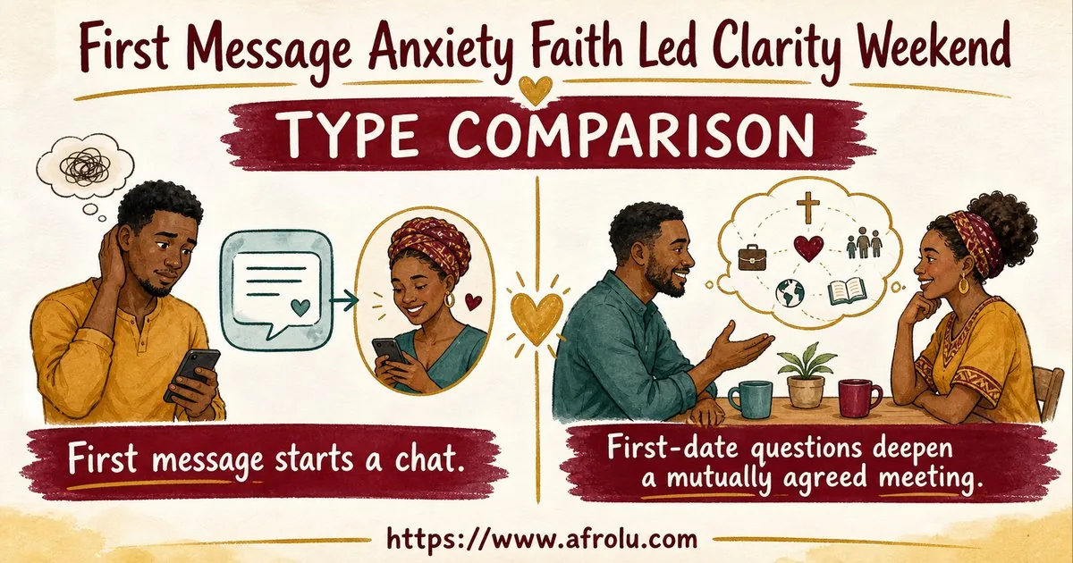 First Message Anxiety: Send a Doorway, Not an Audition for Faith-Led Daters: Clarity-first in Weekend-First Dating: Afrolu nearby concept comparison