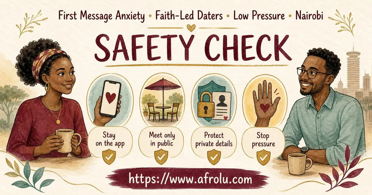 First Message Anxiety: Send a Doorway, Not an Audition for Faith-Led Daters: Low-pressure in City Life: Afrolu safety checklist