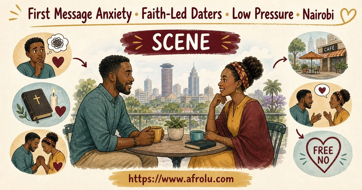 First Message Anxiety: Send a Doorway, Not an Audition for Faith-Led Daters: Low-pressure in City Life: Afrolu real-life scene
