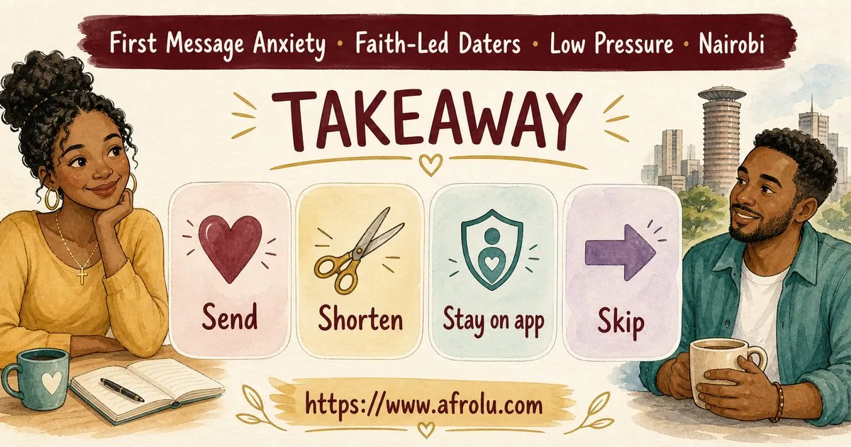 First Message Anxiety: Send a Doorway, Not an Audition for Faith-Led Daters: Low-pressure in City Life: Afrolu practical takeaway