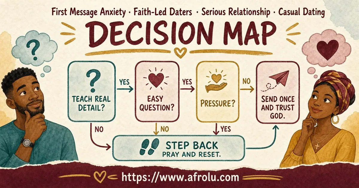 First Message Anxiety: Send a Doorway, Not an Audition for Faith-Led Daters: Intent-first in Casual-But-Honest Dating: Afrolu decision path