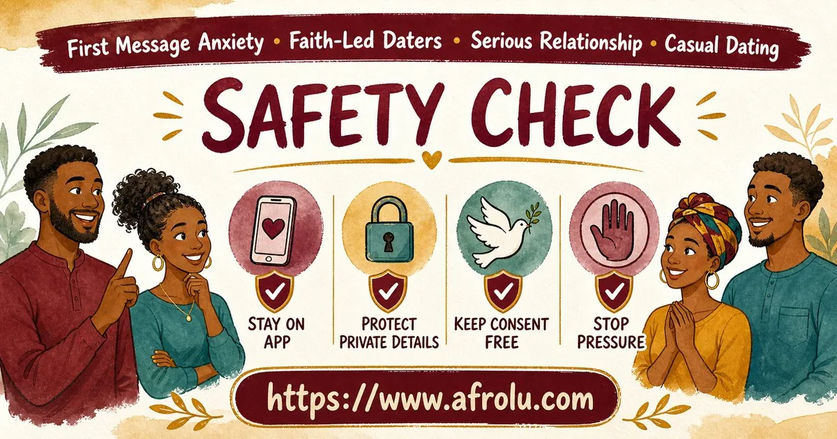 First Message Anxiety: Send a Doorway, Not an Audition for Faith-Led Daters: Intent-first in Casual-But-Honest Dating: Afrolu safety checklist