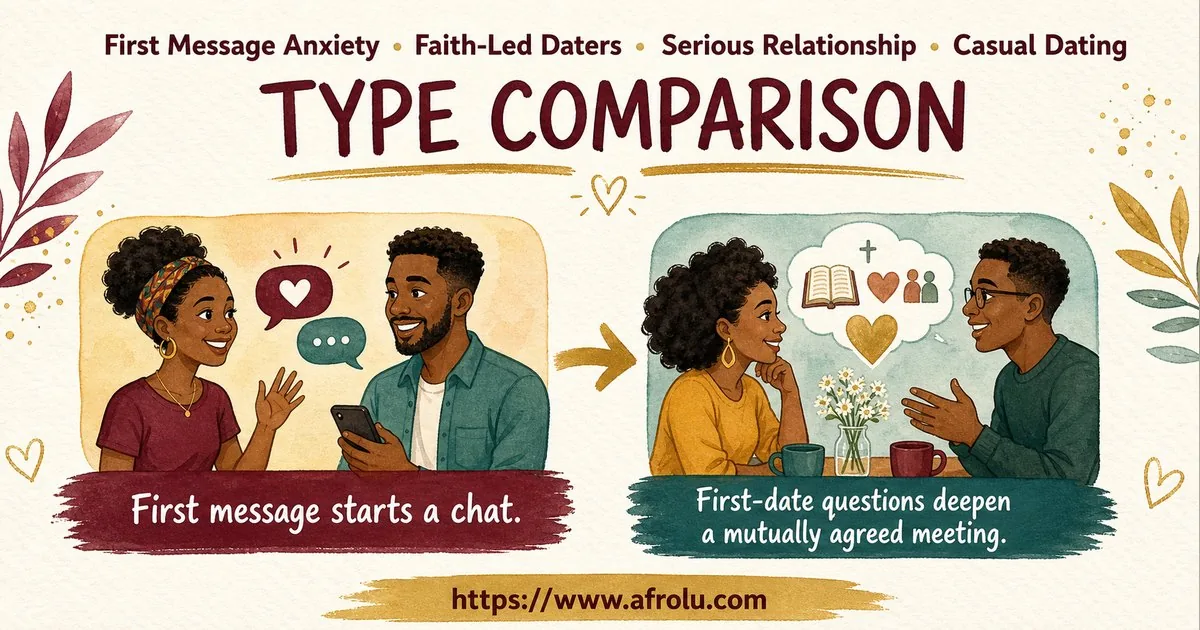 First Message Anxiety: Send a Doorway, Not an Audition for Faith-Led Daters: Intent-first in Casual-But-Honest Dating: Afrolu nearby concept comparison