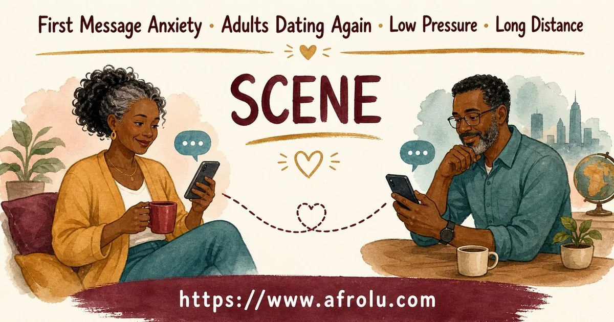 First Message Anxiety: Send a Doorway, Not an Audition for Late Entrants: Low-pressure in Distance-Aware Dating: Afrolu real-life scene