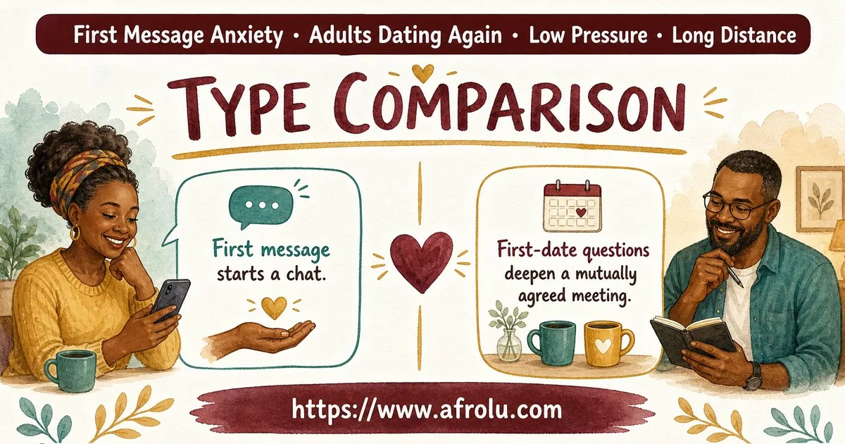 First Message Anxiety: Send a Doorway, Not an Audition for Late Entrants: Low-pressure in Distance-Aware Dating: Afrolu nearby concept comparison
