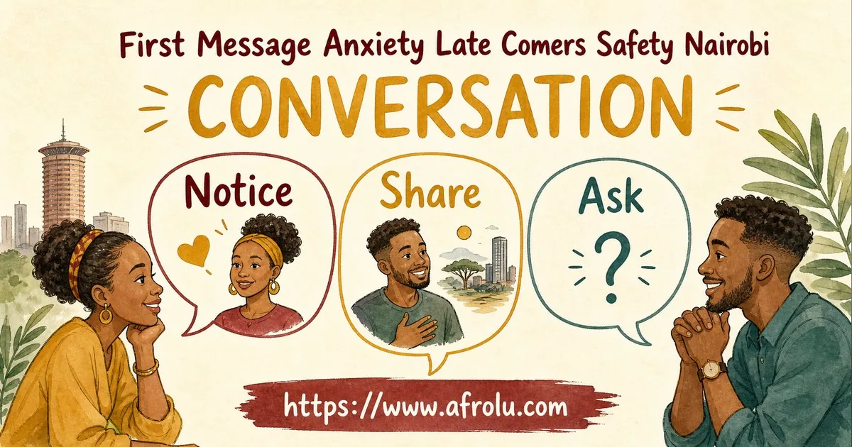 First Message Anxiety: Send a Doorway, Not an Audition for Late Entrants: Safety-first in City Life: Afrolu conversation example