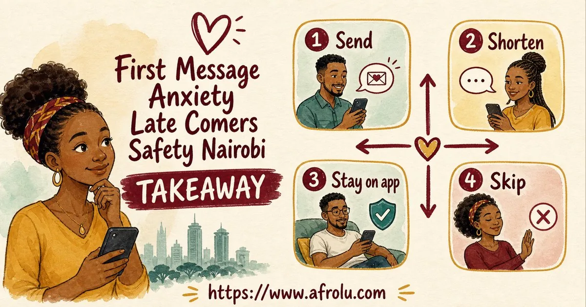 First Message Anxiety: Send a Doorway, Not an Audition for Late Entrants: Safety-first in City Life: Afrolu practical takeaway