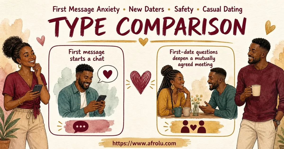 First Message Anxiety: Send a Doorway, Not an Audition for New Relationship Starters: Safety-first in Casual-But-Honest Dating: Afrolu nearby concept comparison