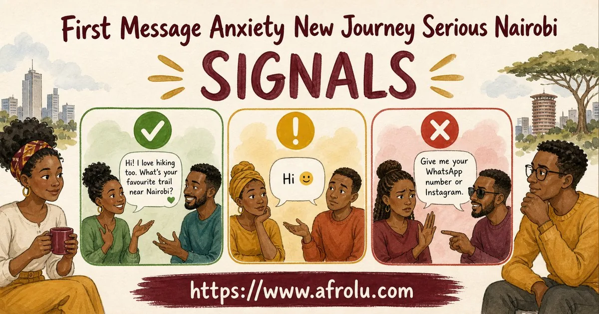 First Message Anxiety: Send a Doorway, Not an Audition for New Relationship Starters: Intent-first in City Life: Afrolu signal checklist