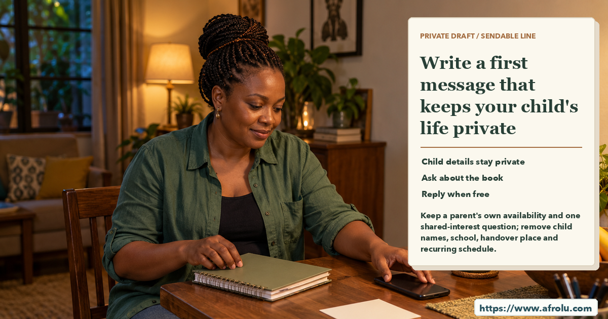 An adult parent at a quiet Kenyan dining table closes an unmarked household planner before reaching for a face-down phone.
