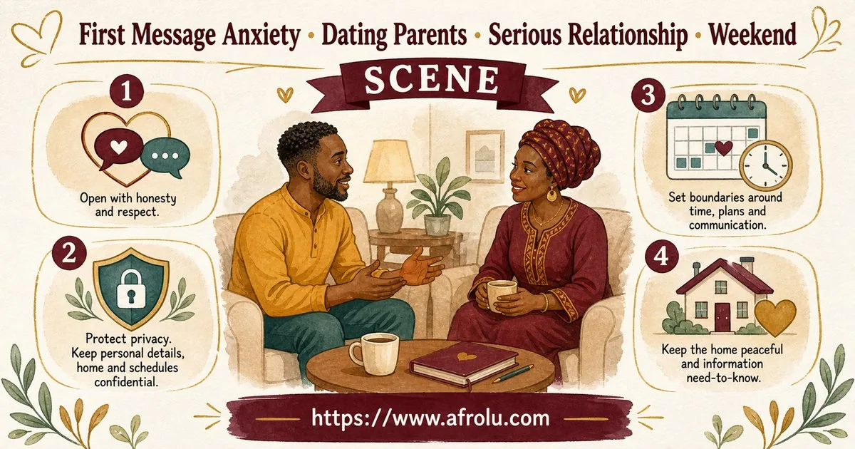 First Message Anxiety: Send a Doorway, Not an Audition for Parents Returning To Dating: Intent-first in Weekend-First Dating: Afrolu real-life scene