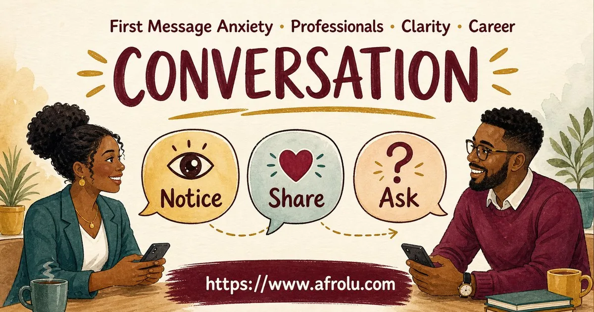 First Message Anxiety: Send a Doorway, Not an Audition for Professionals: Clarity-first in Career-Heavy Seasons: Afrolu conversation example