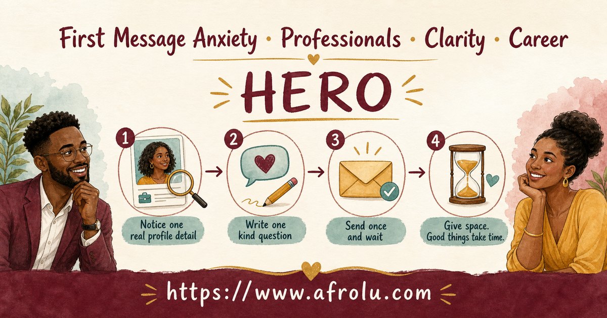 First Message Anxiety: Send a Doorway, Not an Audition for Professionals: Clarity-first in Career-Heavy Seasons: Afrolu overview illustration